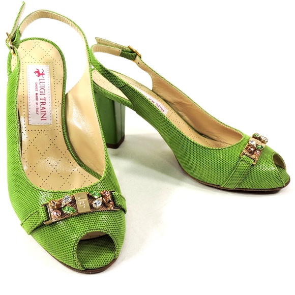 LUIGI TRAINI 🇮🇹 WOMEN'S GREEN SOF LEATHER FASHION SANDALS